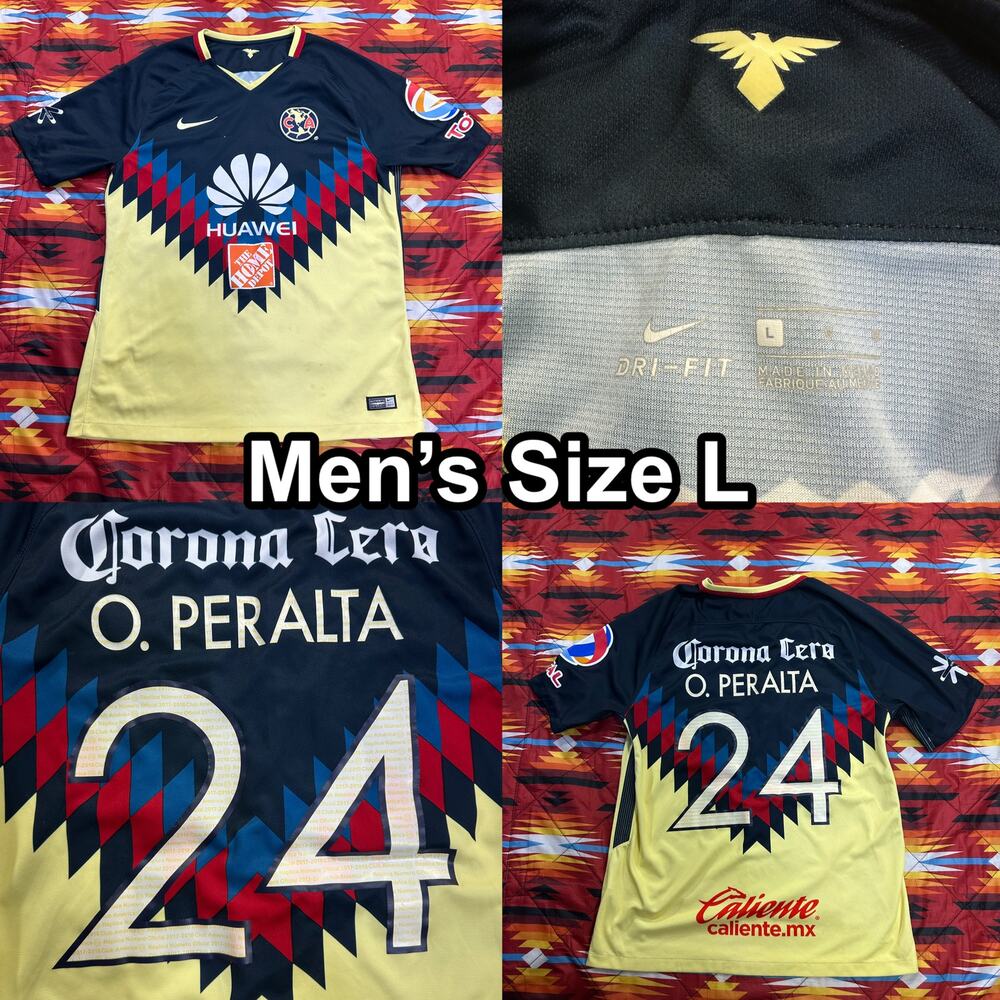 Nike Club America 2017-18 Jersey Large Home Authentic Soccer Oribe Peralta